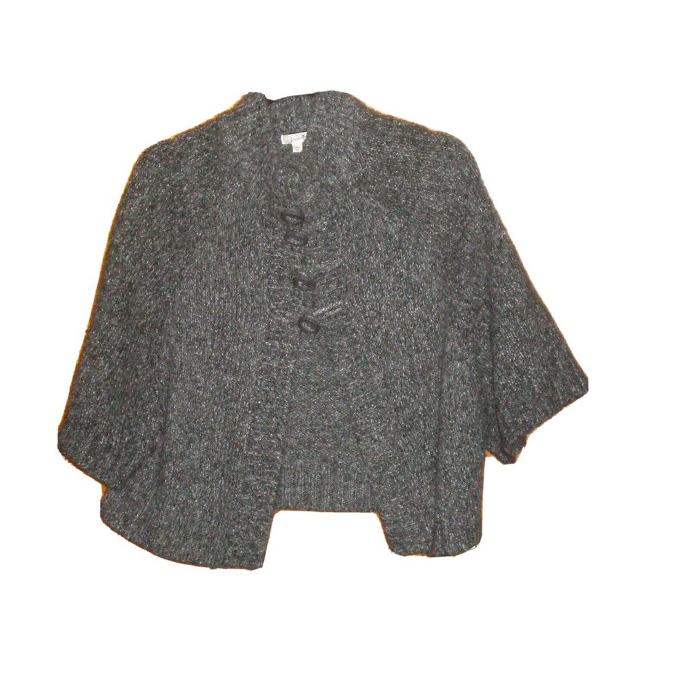 Grane 4-Button Thick Soft Acrylic Short Sweater Dark Gray Womens